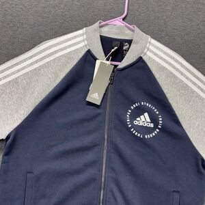 Adidas SID Bomber Track Jacket Womens Large Blue Gray Colorblock Full Zip NEW